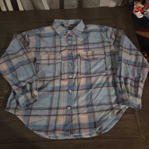 Ford Casual Blue and Tan Plaid Shirt